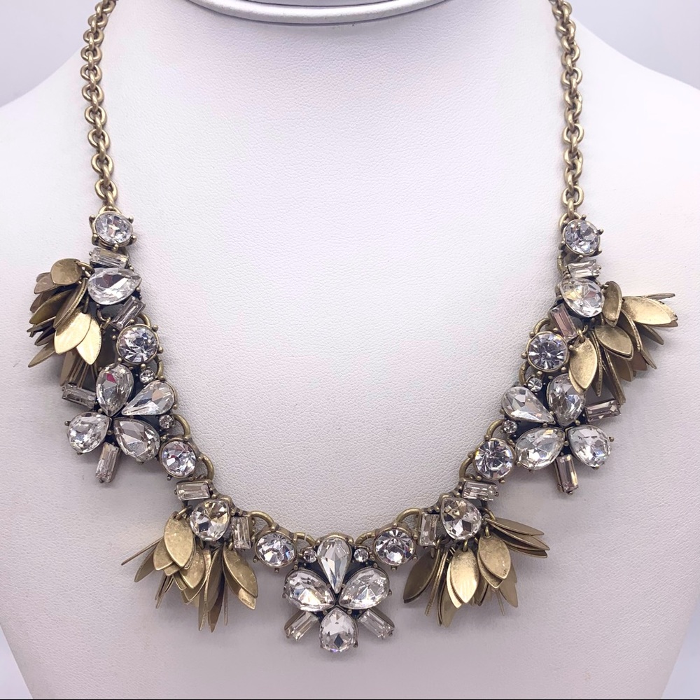 J. Crew Jeweled Leaf Fringe Necklace